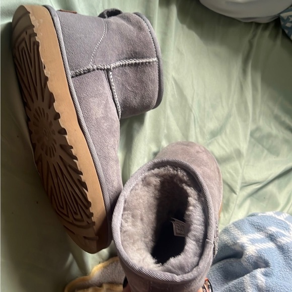 UGG low/short grey suede fuzzy insulation boots